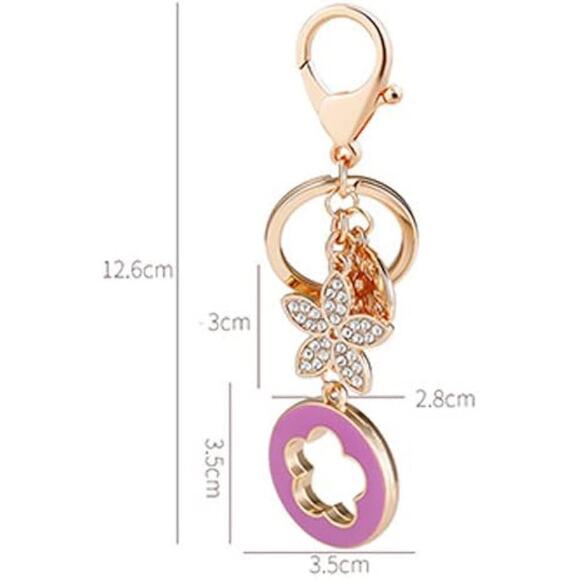 Fashionable Keychain/ Bag Charm Forever Love with Five Leaf Clover Design - Picture 4 of 4